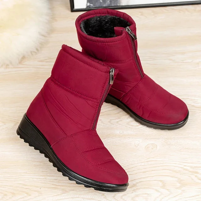 Snow Boots Womens Quilted Winter Mid Calf Side Zip Flat Sole - image 1