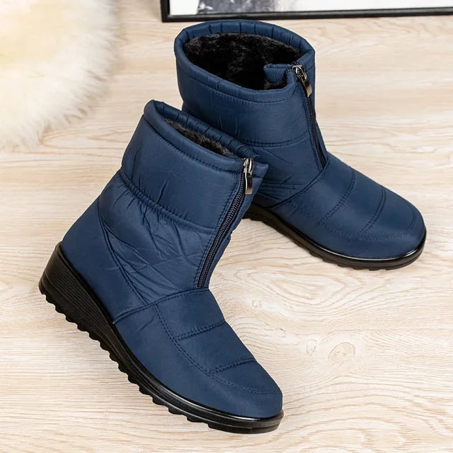 Snow Boots Womens Quilted Winter Mid Calf Side Zip Flat Sole - image 2
