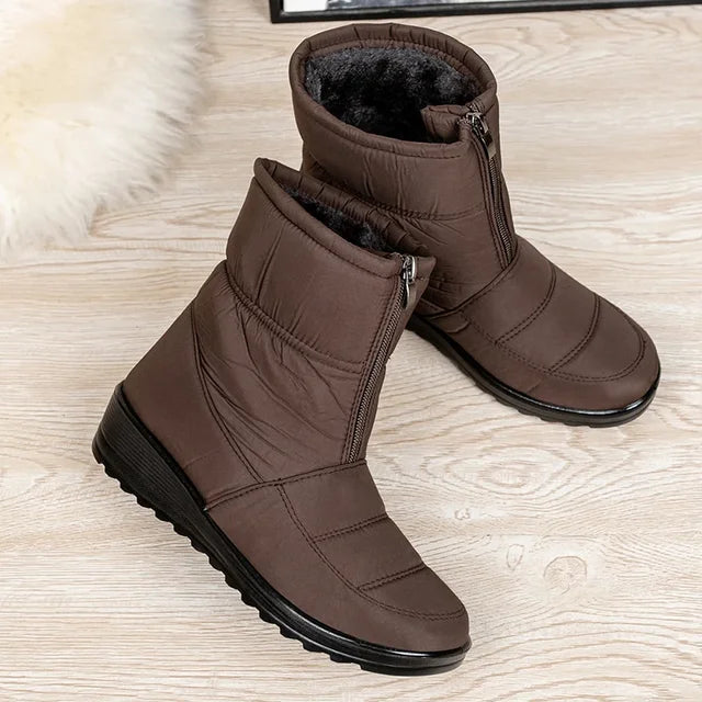 Snow Boots Womens Quilted Winter Mid Calf Side Zip Flat Sole - image 3