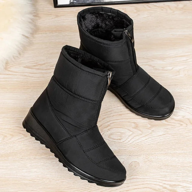 Snow Boots Womens Quilted Winter Mid Calf Side Zip Flat Sole - image 4