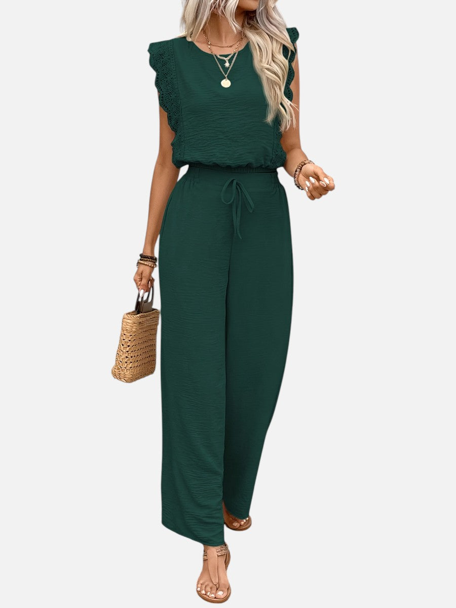 Two Piece Outfit Set Womens Relaxed Top Wide Leg Trousers