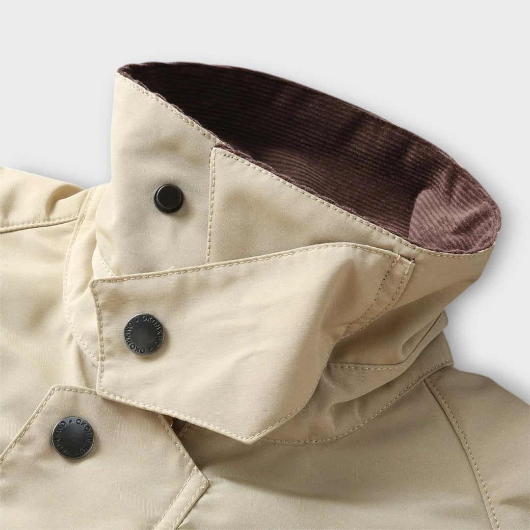 Field Jacket Mens Corduroy Collar Check Lined Zip Stud Front Raglan Sleeve Regular Fit - image 8