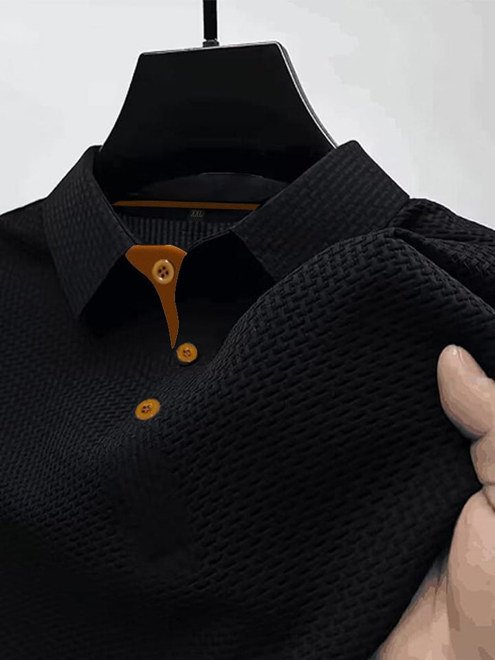 Polo Shirt Mens Textured Knit Short Sleeve Contrast Tipping Layering Holiday Regular Fit - image 1