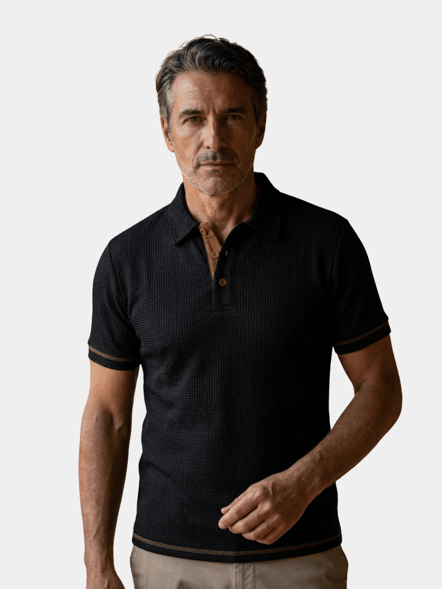 Polo Shirt Mens Textured Knit Short Sleeve Contrast Tipping Layering Holiday Regular Fit - image 7
