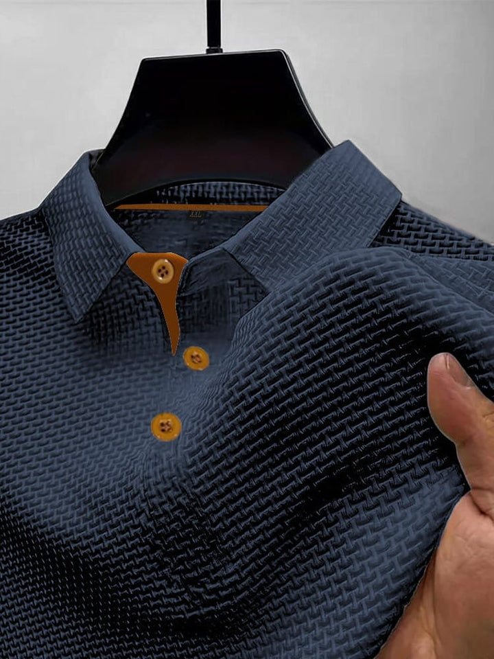 Polo Shirt Mens Textured Knit Short Sleeve Contrast Tipping Layering Holiday Regular Fit - image 3