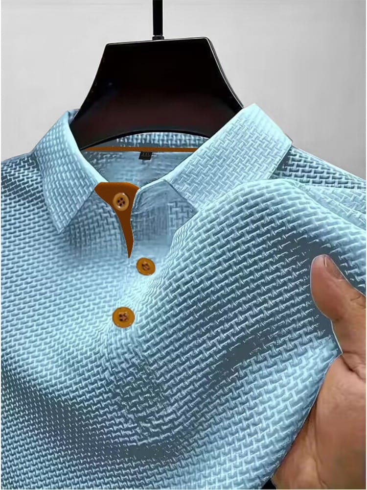 Polo Shirt Mens Textured Knit Short Sleeve Contrast Tipping Layering Holiday Regular Fit - image 5