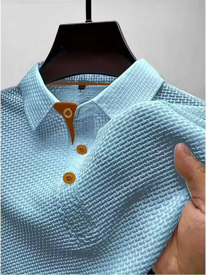 Polo Shirt Mens Textured Knit Short Sleeve Contrast Tipping Layering Holiday Regular Fit - image 5