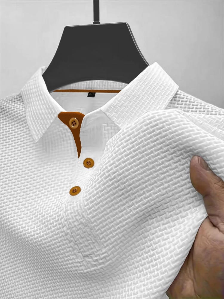 Polo Shirt Mens Textured Knit Short Sleeve Contrast Tipping Layering Holiday Regular Fit - image 2