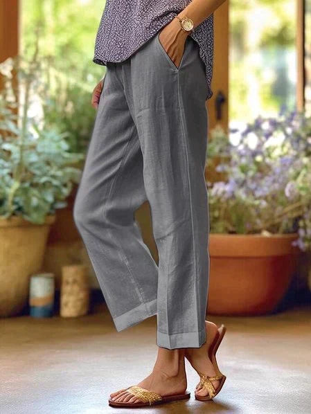 Trousers Womens Straight Leg Relaxed Side Pockets
