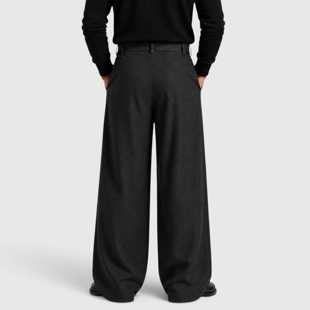 Pleated Trousers Mens High Waist Wide Leg Self Belt Tailored Brushed Finish - image 2
