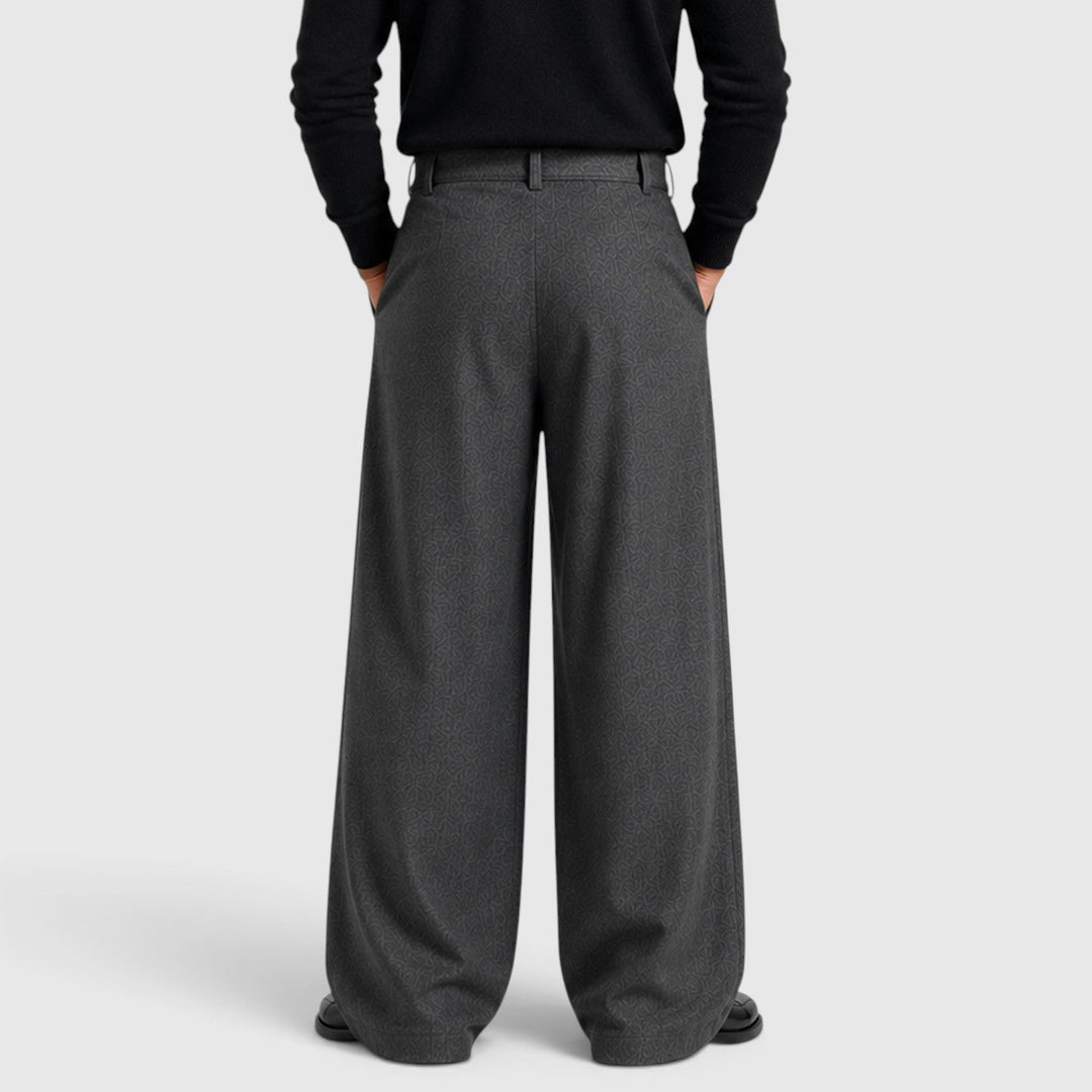 Pleated Trousers Mens High Waist Wide Leg Self Belt Tailored Brushed Finish - image 3