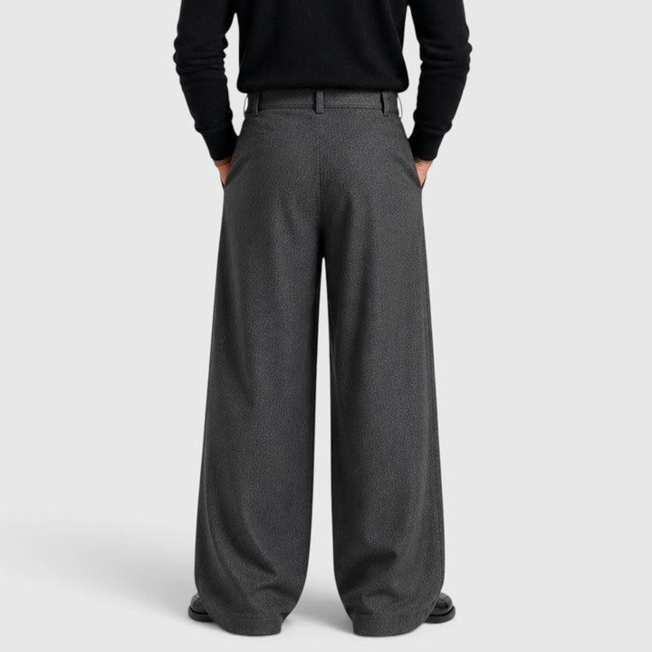 Pleated Trousers Mens High Waist Wide Leg Self Belt Tailored Brushed Finish - image 3