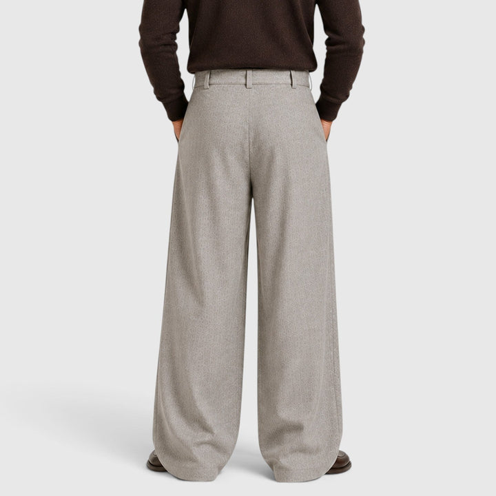 Pleated Trousers Mens High Waist Wide Leg Self Belt Tailored Brushed Finish - image 6