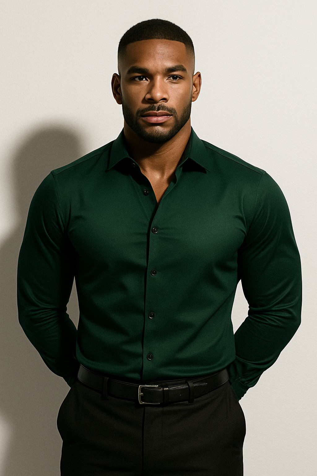 Formal Shirt Mens Long Sleeve Point Collar Button Cuffs Curved Hem Office Wedding - image 7
