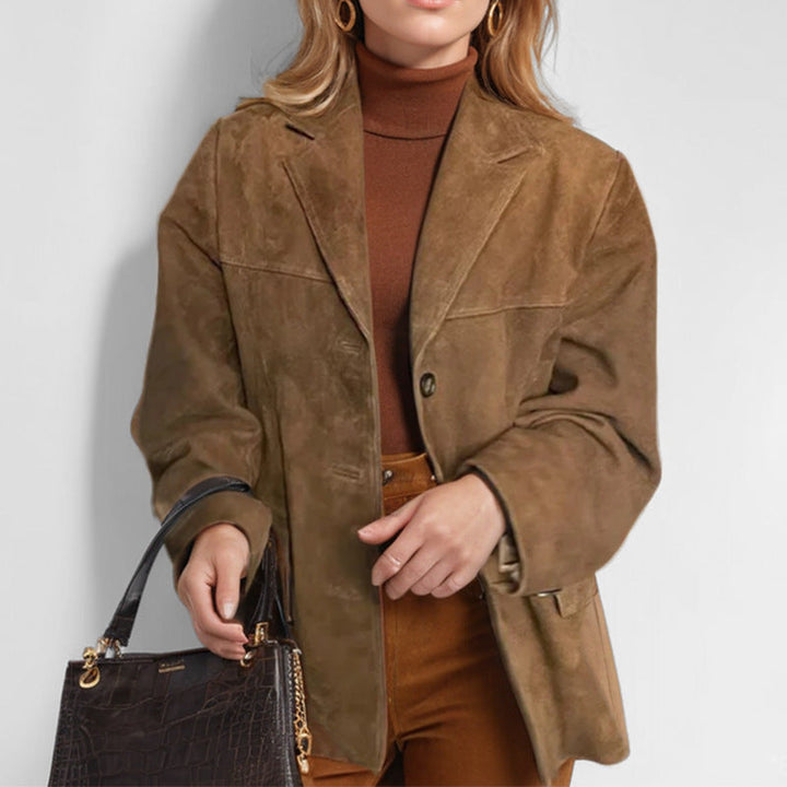 Faux Suede Blazer Womens Oversized Single Breasted Notch Lapel Button Front Relaxed Fit - image 2