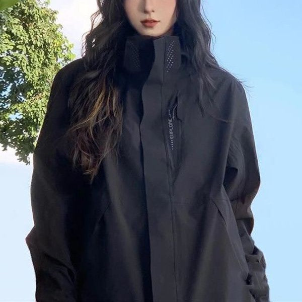 Waterproof Jacket Womens Hooded Shell Lightweight Zip Front - image 3