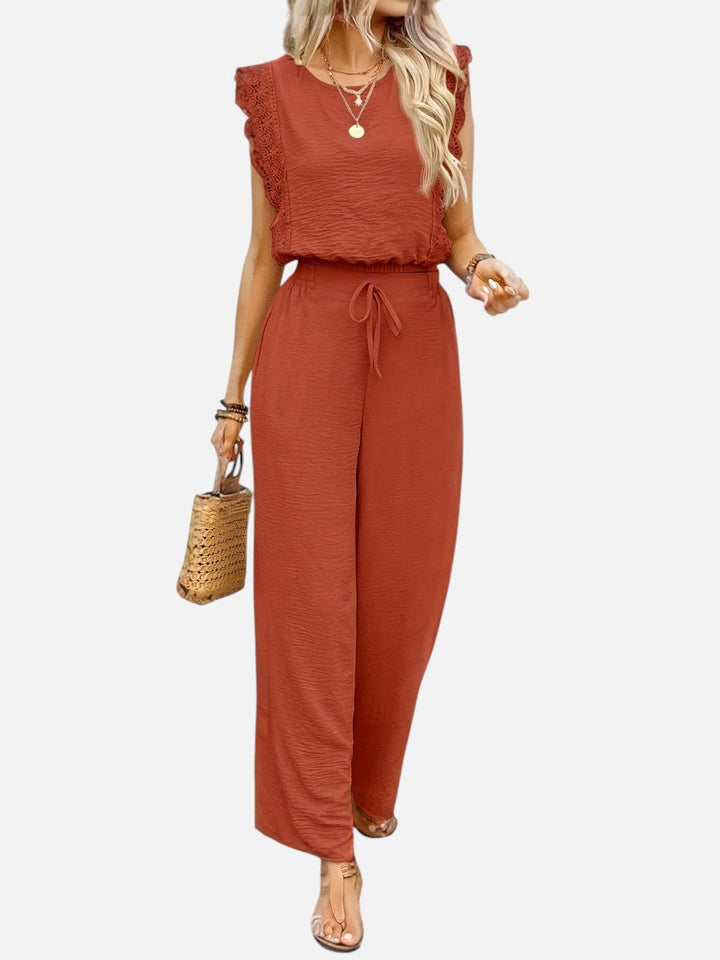 Two Piece Outfit Set Womens Relaxed Top Wide Leg Trousers