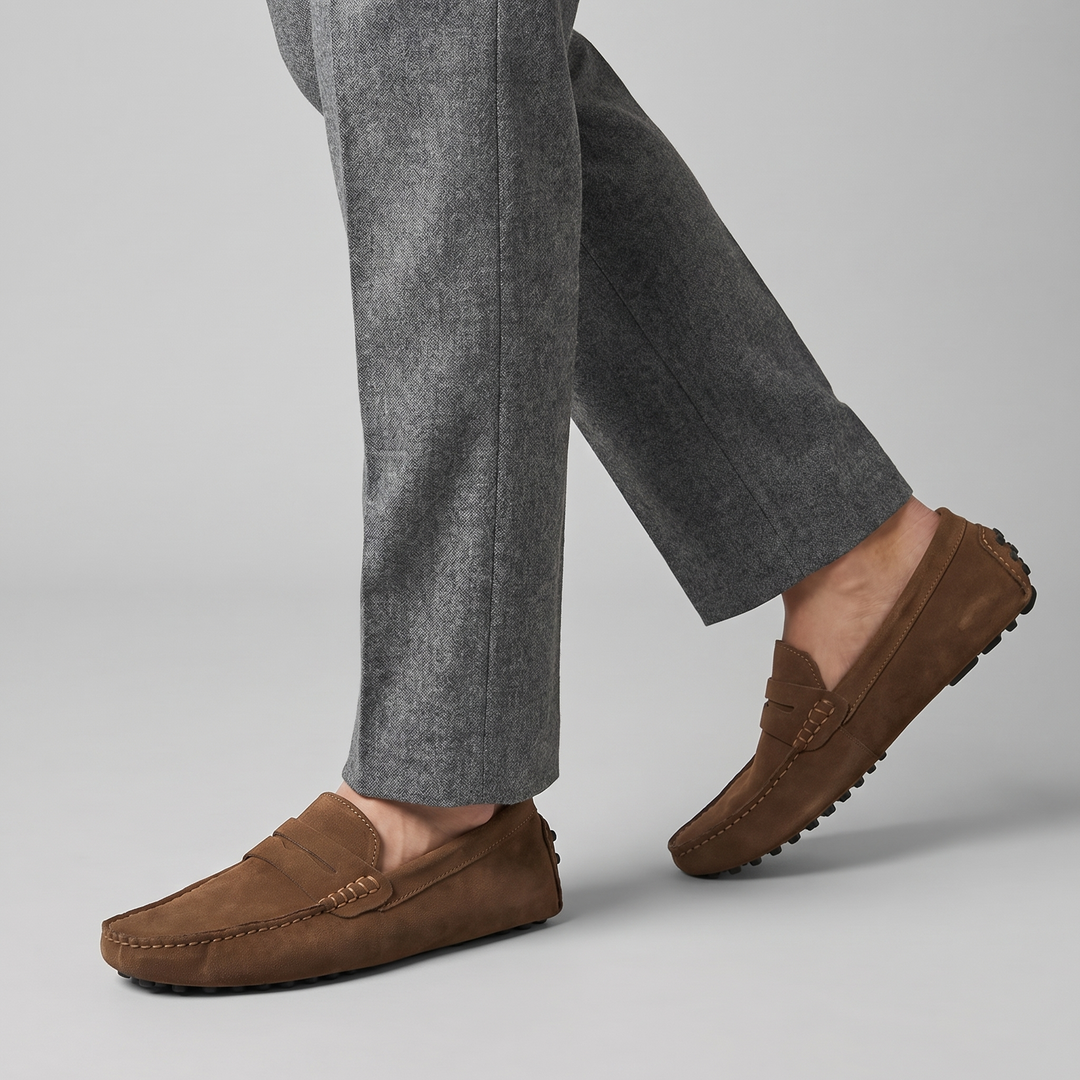 Driving Loafers Mens Suede-Look Penny Moccasin Slip-On Rubber Pebble Sole - image 3