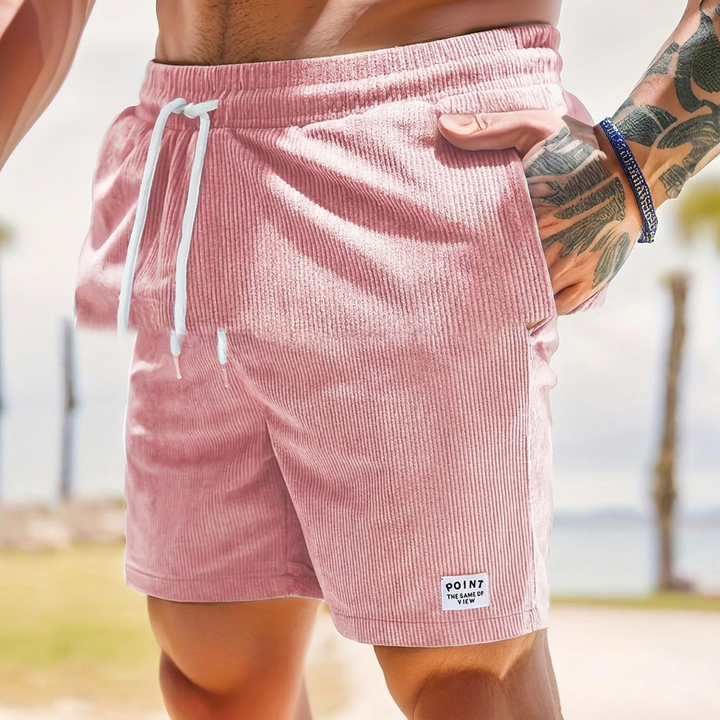 Corduroy Shorts Mens Drawstring Elastic Waist Side Pockets Straight Leg Casual Holiday - image 10