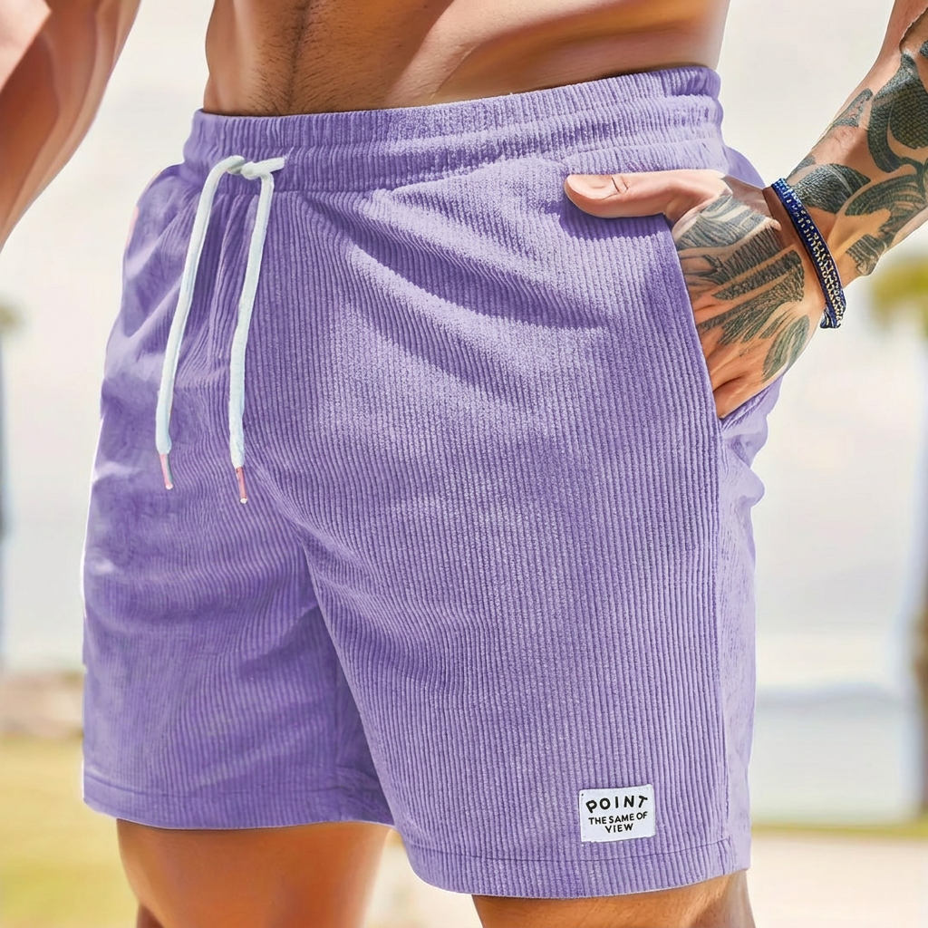Corduroy Shorts Mens Drawstring Elastic Waist Side Pockets Straight Leg Casual Holiday - image 11