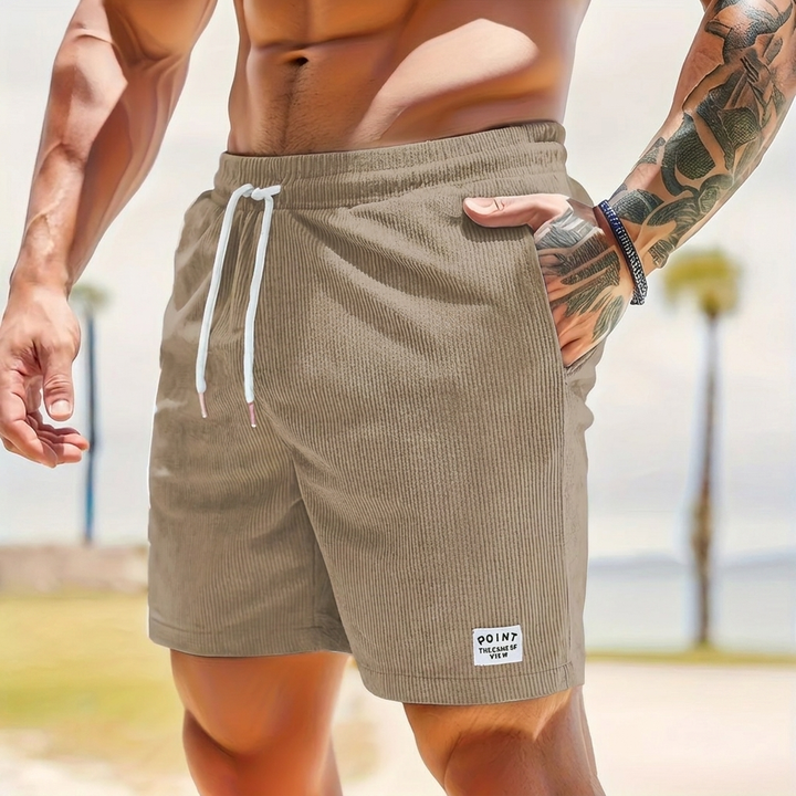Corduroy Shorts Mens Drawstring Elastic Waist Side Pockets Straight Leg Casual Holiday - image 8