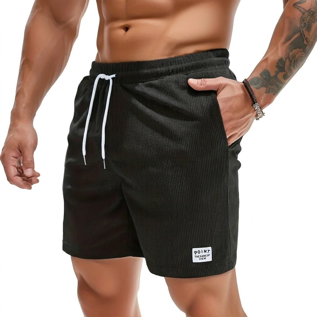 Corduroy Shorts Mens Drawstring Elastic Waist Side Pockets Straight Leg Casual Holiday - image 3