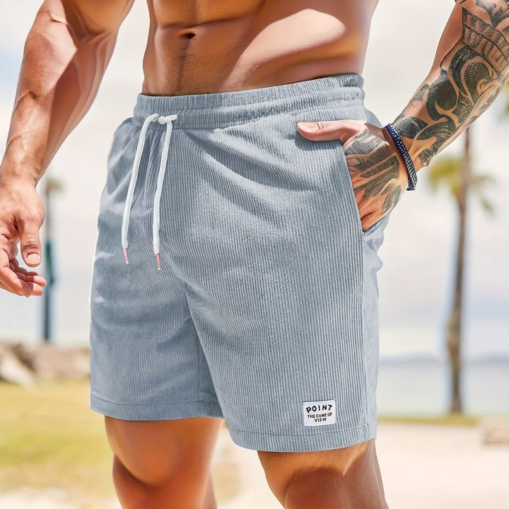 Corduroy Shorts Mens Drawstring Elastic Waist Side Pockets Straight Leg Casual Holiday - image 9