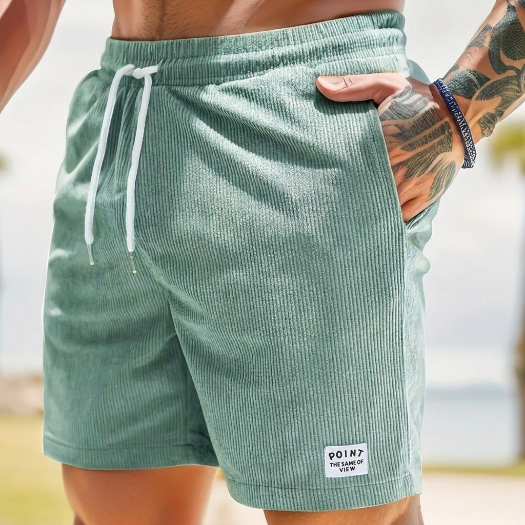 Corduroy Shorts Mens Drawstring Elastic Waist Side Pockets Straight Leg Casual Holiday - image 7