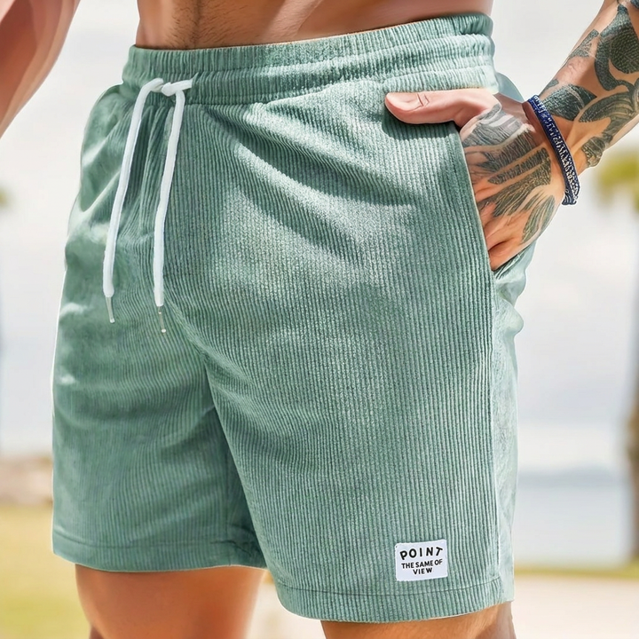 Corduroy Shorts Mens Drawstring Elastic Waist Side Pockets Straight Leg Casual Holiday - image 7