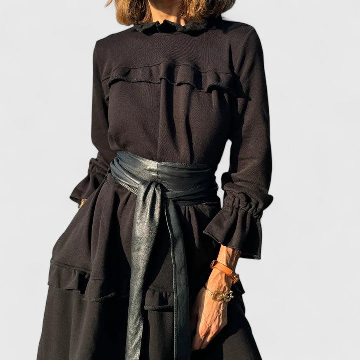 Tiered Midi Dress Womens Smock Ruffle Long Sleeve Relaxed Fit - image 5