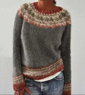 Jumper Womens Patterned Yoke Crew Neck Relaxed Fit Ribbed Trim Plus Size - image 4