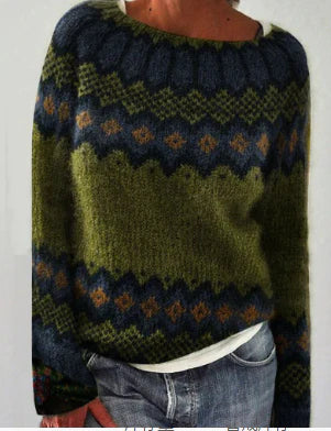 Jumper Womens Patterned Yoke Crew Neck Relaxed Fit Ribbed Trim Plus Size - image 6