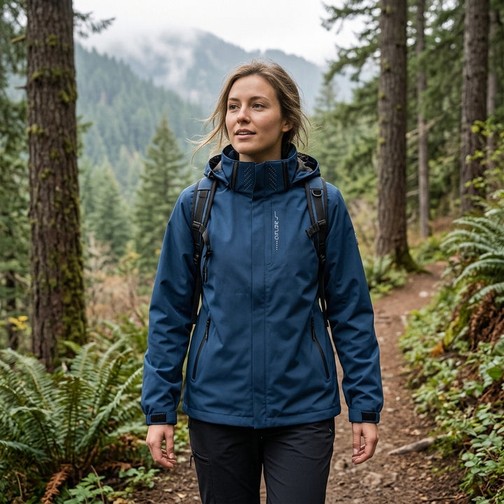 Waterproof Jacket Womens Hooded Shell Lightweight Zip Front