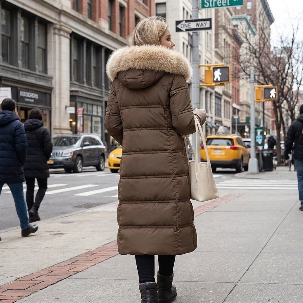 Parka Womens Faux Fur Trim Hood Padded Loose Fit Winter