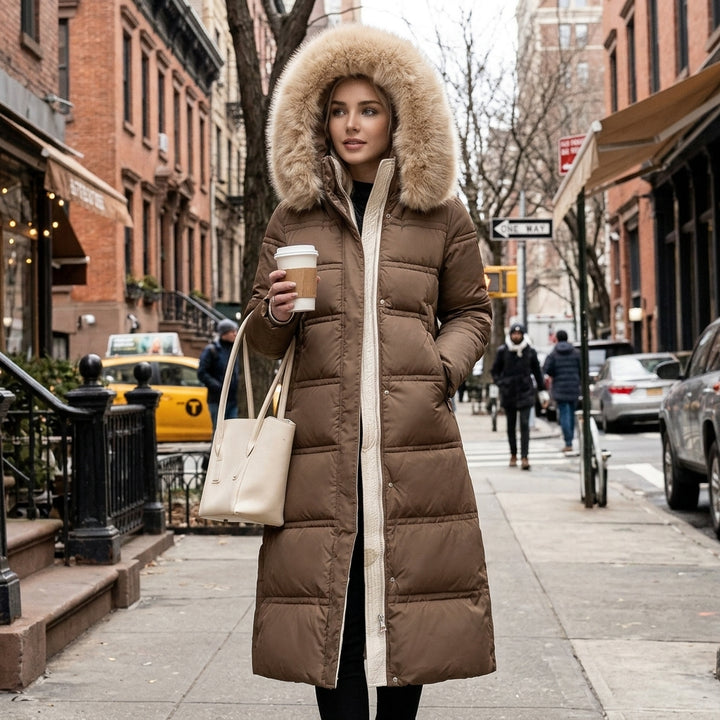 Parka Womens Faux Fur Trim Hood Padded Loose Fit Winter