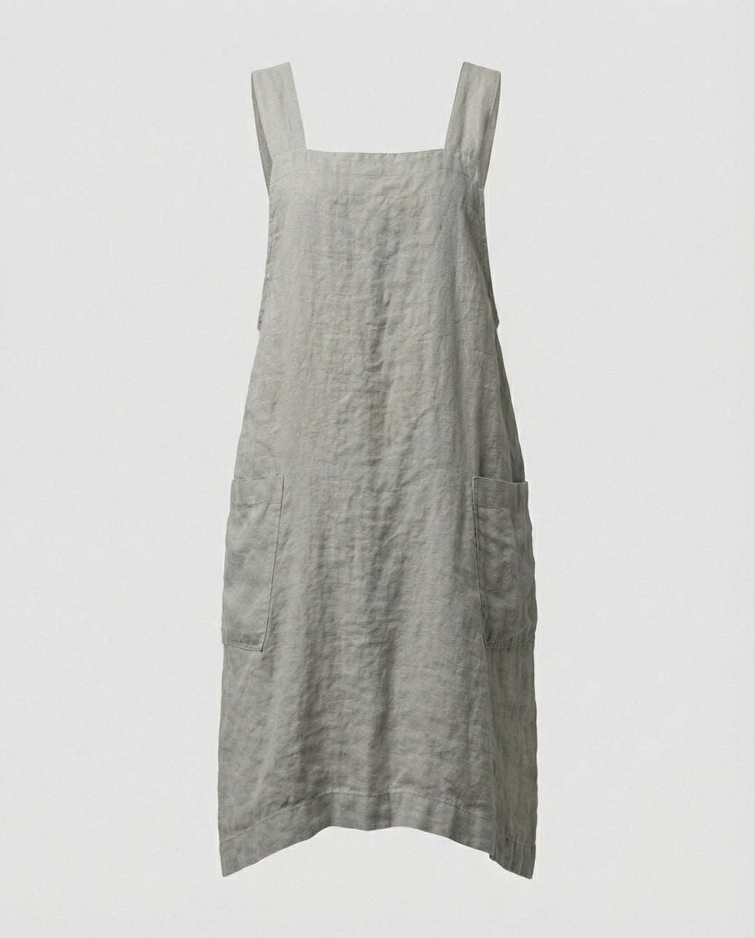 Linen Pinafore Dress Womens Apron Style Deep Pockets Square Neck - image 4