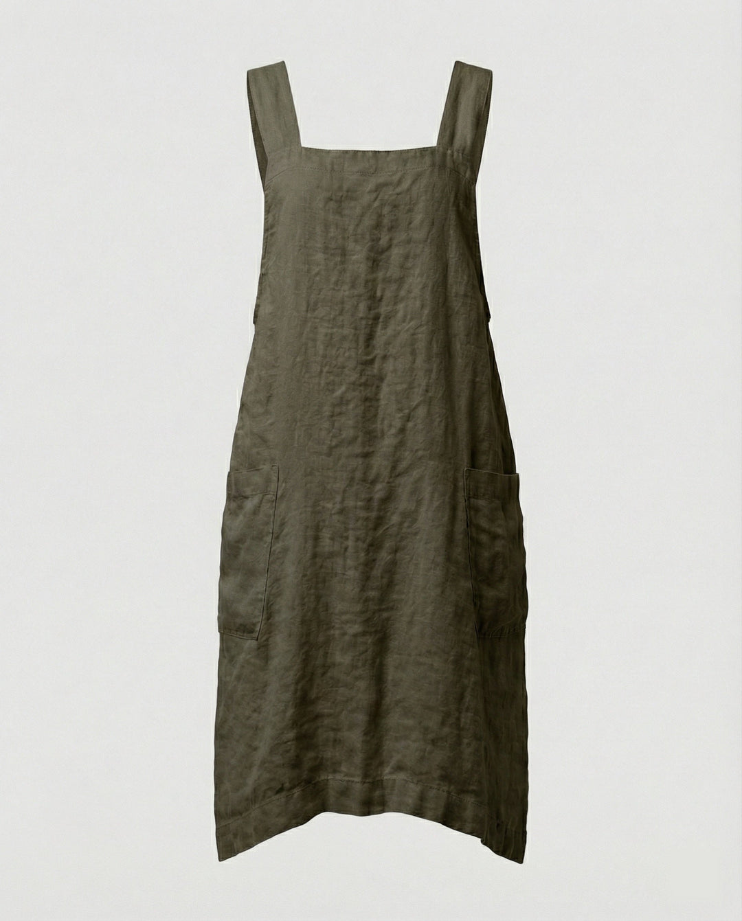 Linen Pinafore Dress Womens Apron Style Deep Pockets Square Neck - image 6