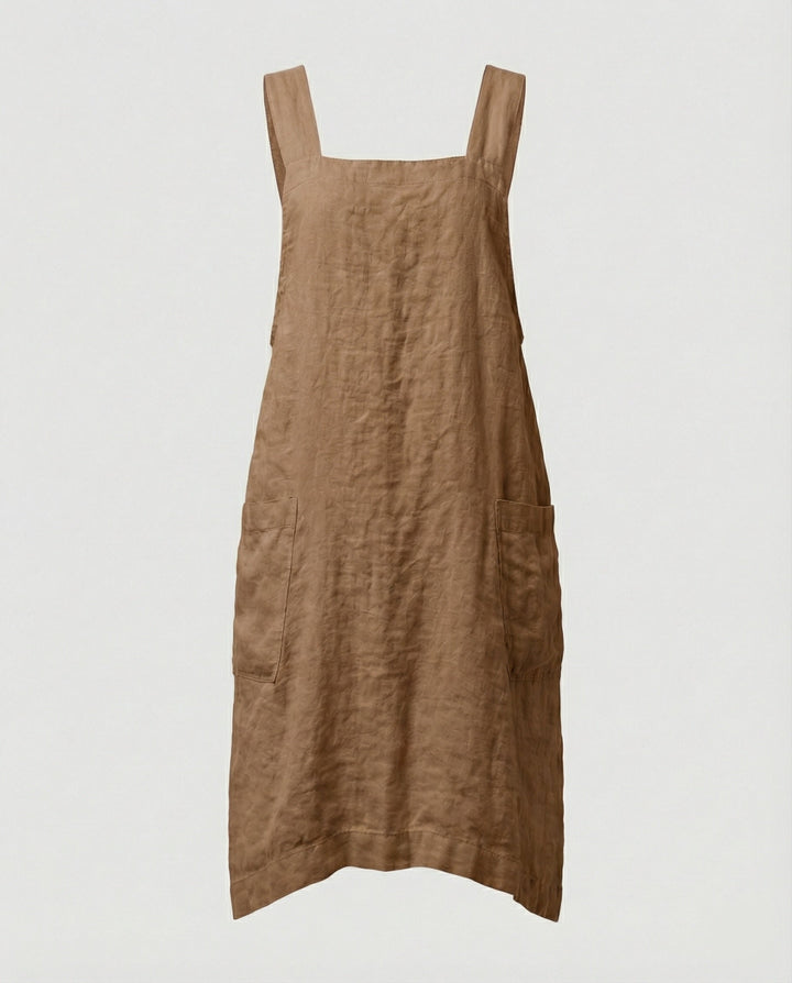 Linen Pinafore Dress Womens Apron Style Deep Pockets Square Neck - image 5