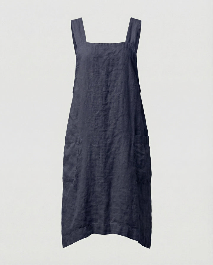 Linen Pinafore Dress Womens Apron Style Deep Pockets Square Neck - image 8