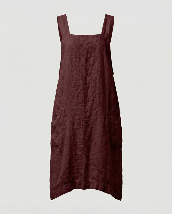Linen Pinafore Dress Womens Apron Style Deep Pockets Square Neck - image 9
