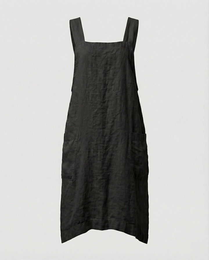 Linen Pinafore Dress Womens Apron Style Deep Pockets Square Neck - image 7