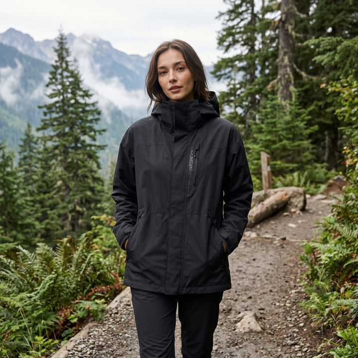 Waterproof Jacket Womens Hooded Shell Lightweight Zip Front