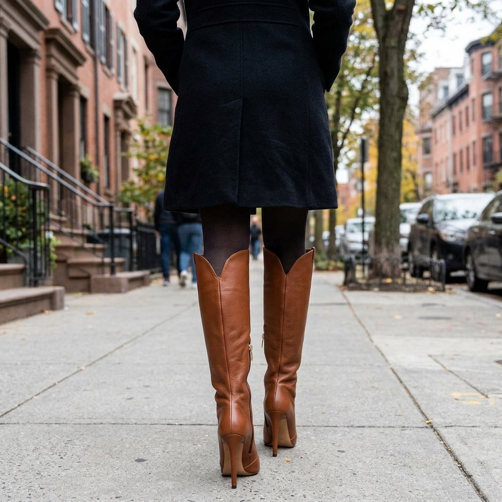 Stiletto Knee High Boots Womens Pointed Toe Side Zip