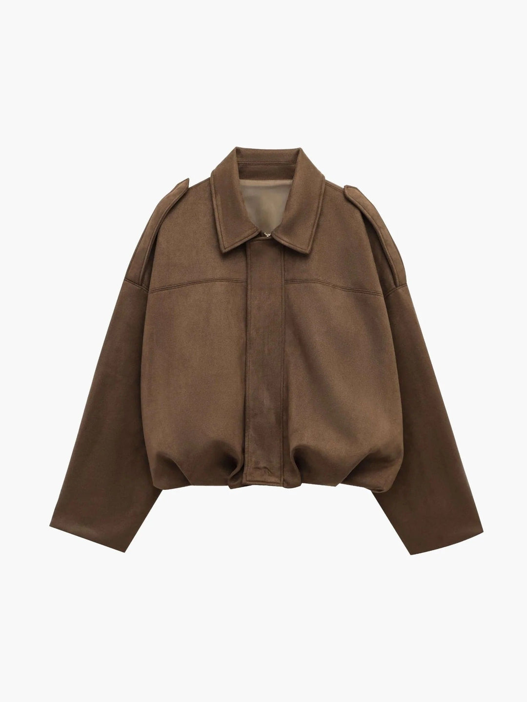 Bomber Jacket Womens Faux Suede Structured Collar Matte Finish