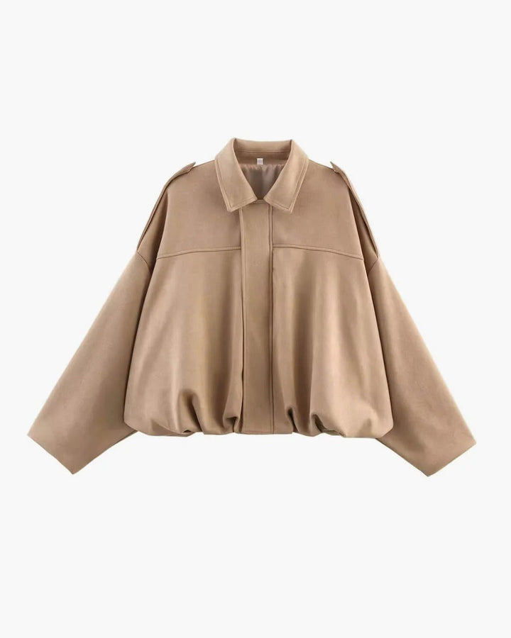 Bomber Jacket Womens Faux Suede Structured Collar Matte Finish