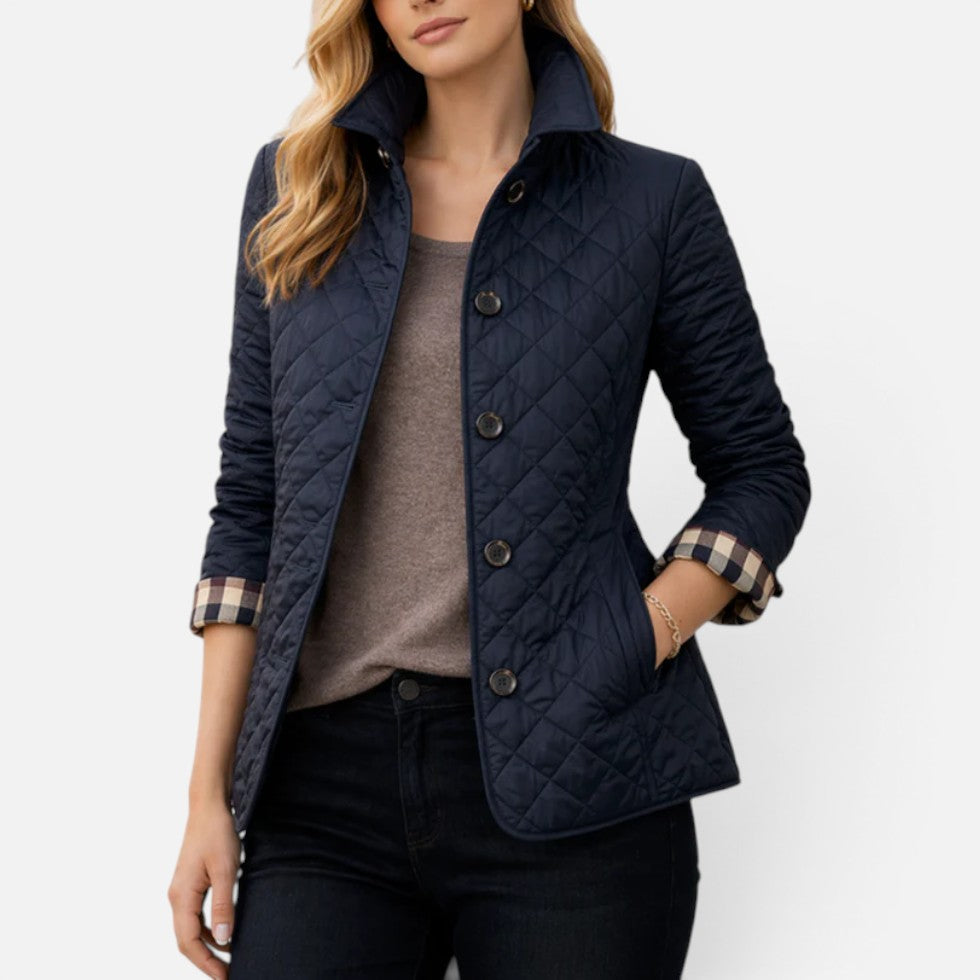 Quilted Jacket Womens Button Front Stand Collar Lightly Padded - image 7