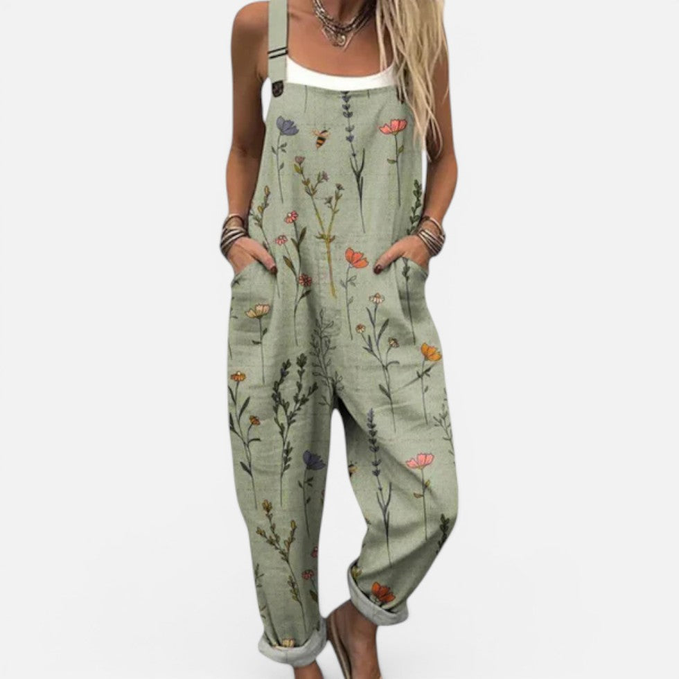 Dungarees Womens Printed Adjustable Straps Relaxed Fit Pockets - image 1