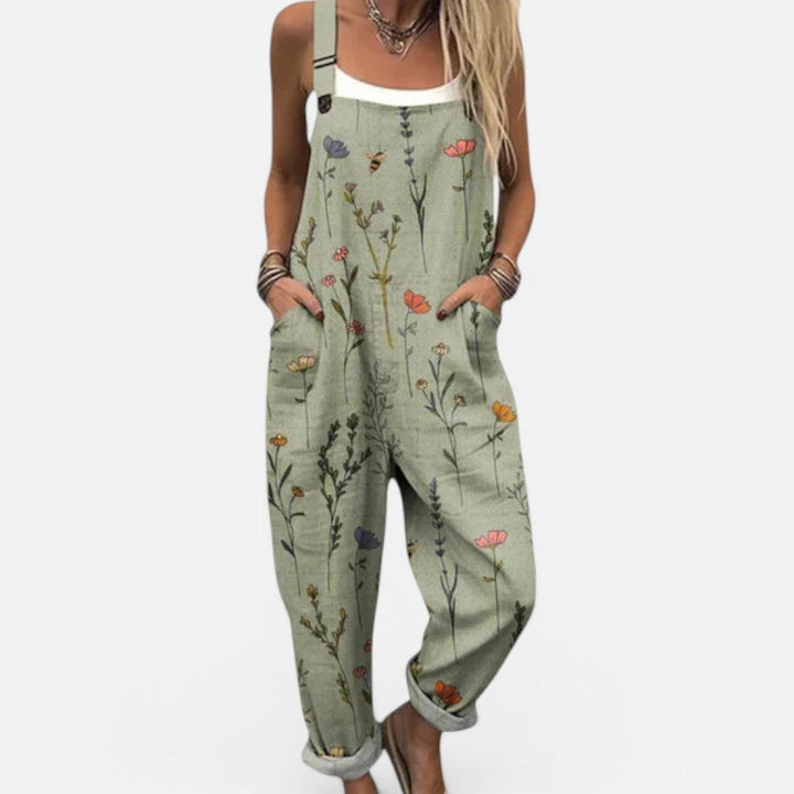 Dungarees Womens Printed Adjustable Straps Relaxed Fit Pockets - image 1