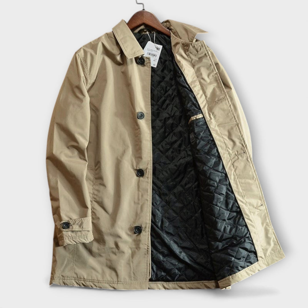 Mac Coat Mens Quilted Lining Water Repellent Single Breasted Button Front Mid Length - image 7
