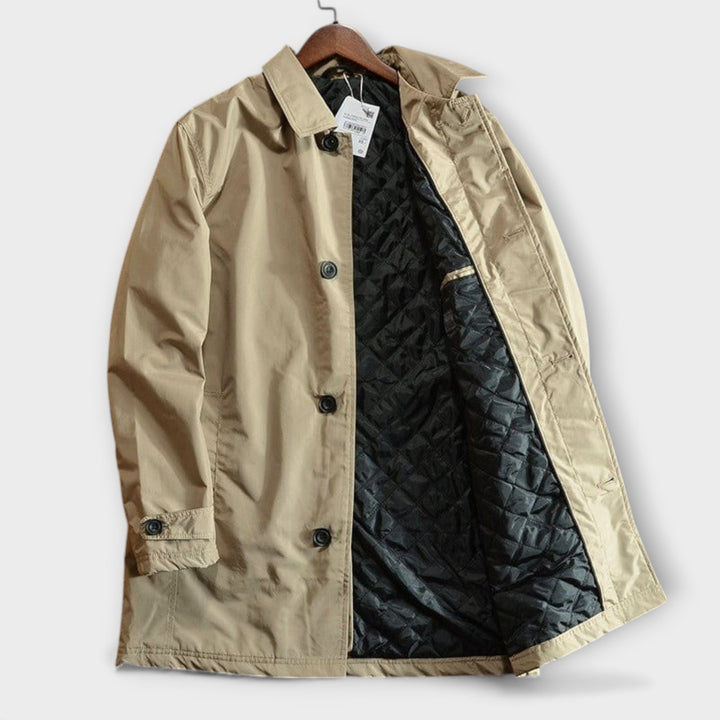 Mac Coat Mens Quilted Lining Water Repellent Single Breasted Button Front Mid Length - image 7